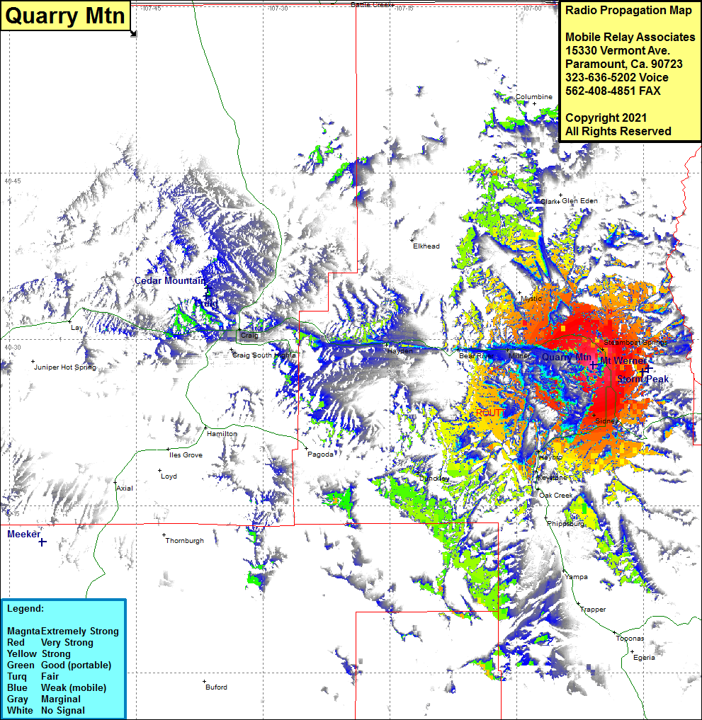 heat map radio coverage Quarry Mtn